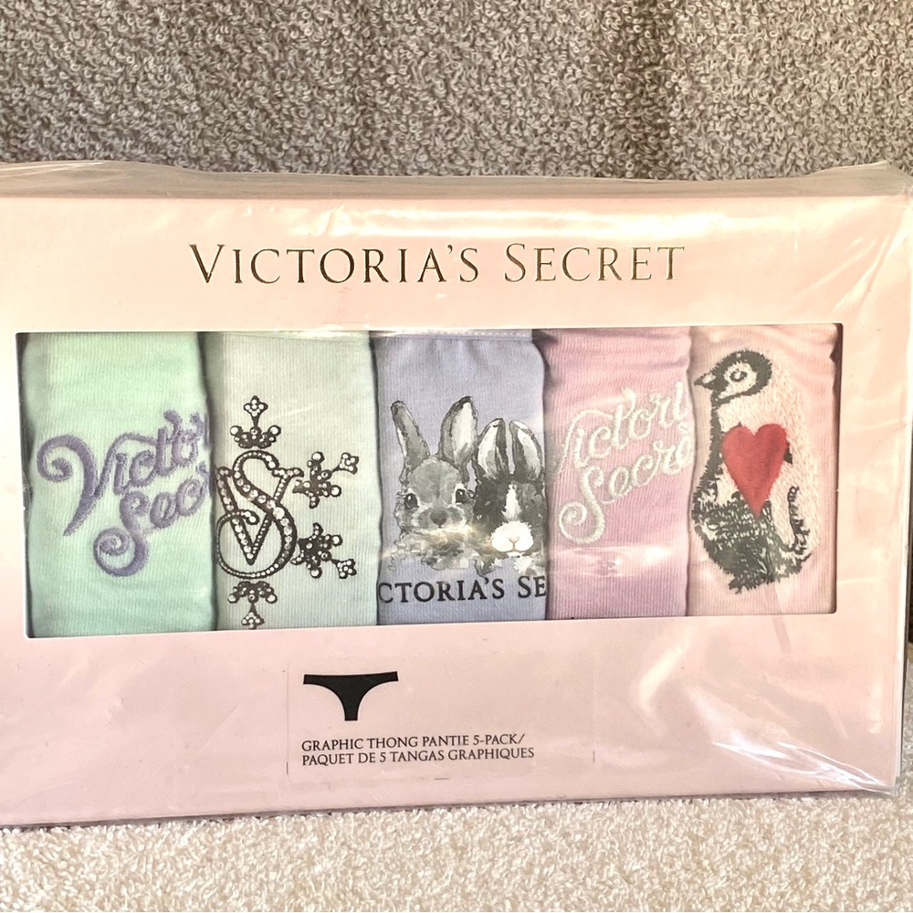 Victoria's Secret 5 pack Graphic Thong Panty Set - Pastel Collection brand new! - Picture 3 of 10